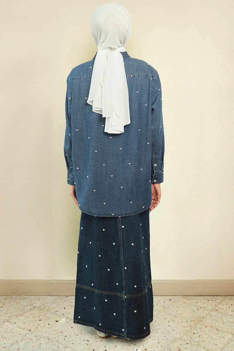 COTTON Carine A-Line Denim Skirt - Dark Wash - Image 4