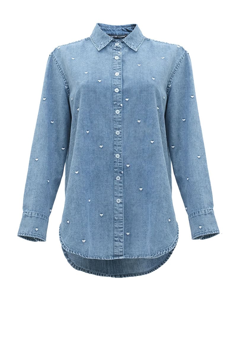 Lana Front Button Shirt - Light Wash - Image 2