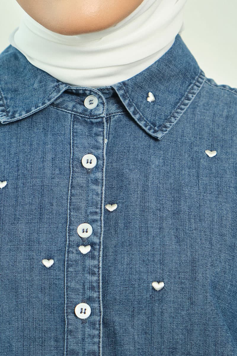 Lana Front Button Shirt - Dark Wash - Image 5
