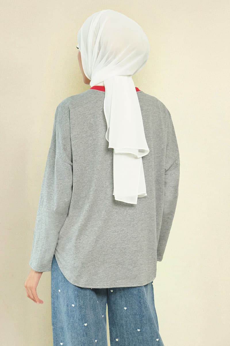 Irina Round Neck Tee - Heather Grey - Image 4