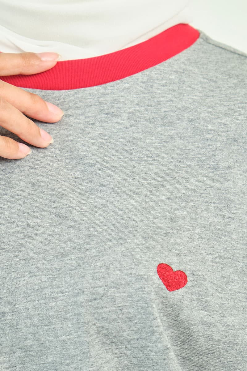 Irina Round Neck Tee - Heather Grey - Image 5
