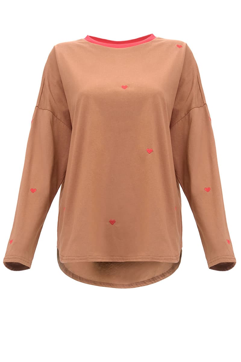 Soffia Round Neck Tee - Brownie - Image 2