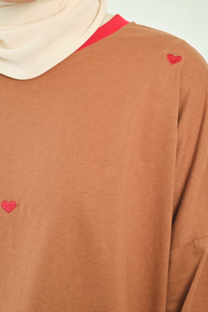 Soffia Round Neck Tee - Brownie - Image 6