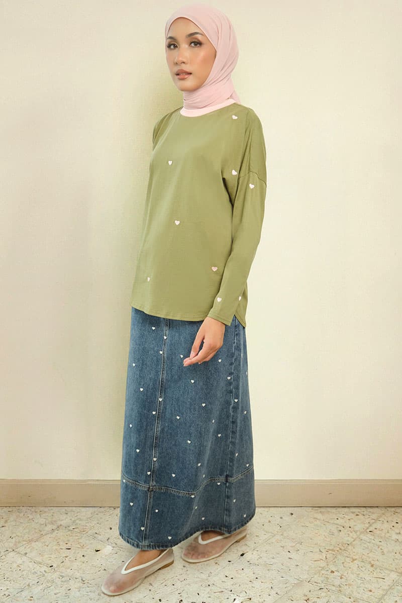 Soffia Round Neck Tee - Matcha - Image 3