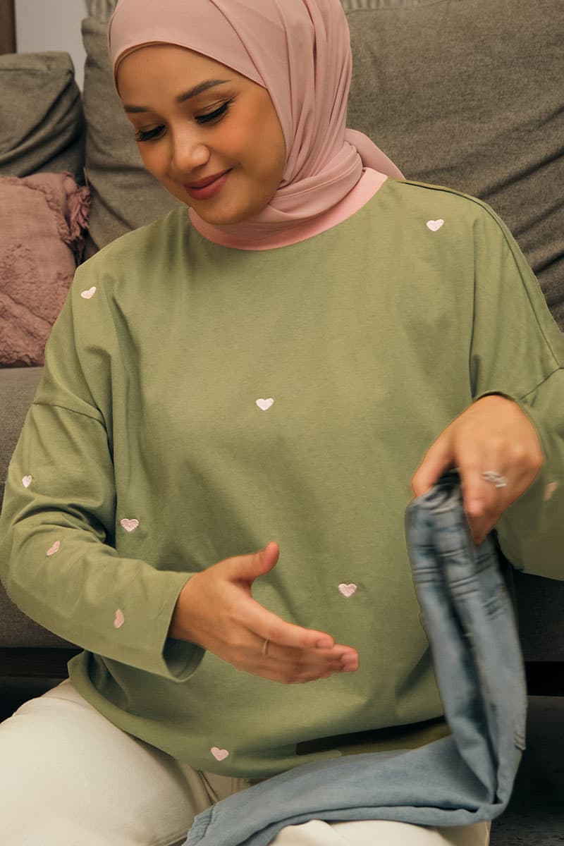 Soffia Round Neck Tee - Matcha - Image 1