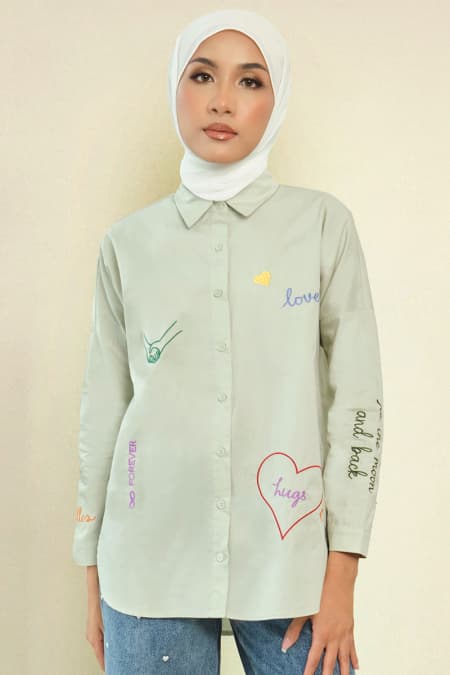 Celeste Front Button Shirt - Pale Pistachio