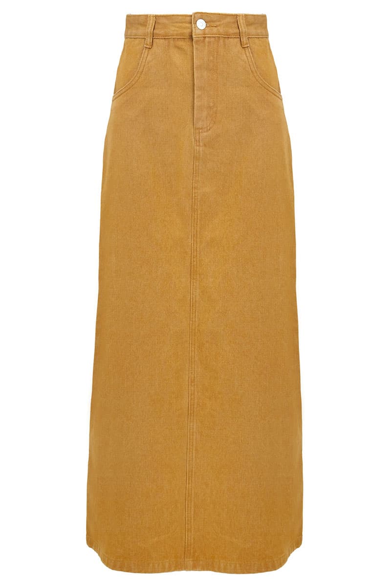 COTTON Castle A-Line Denim Skirt - Camel - Image 2