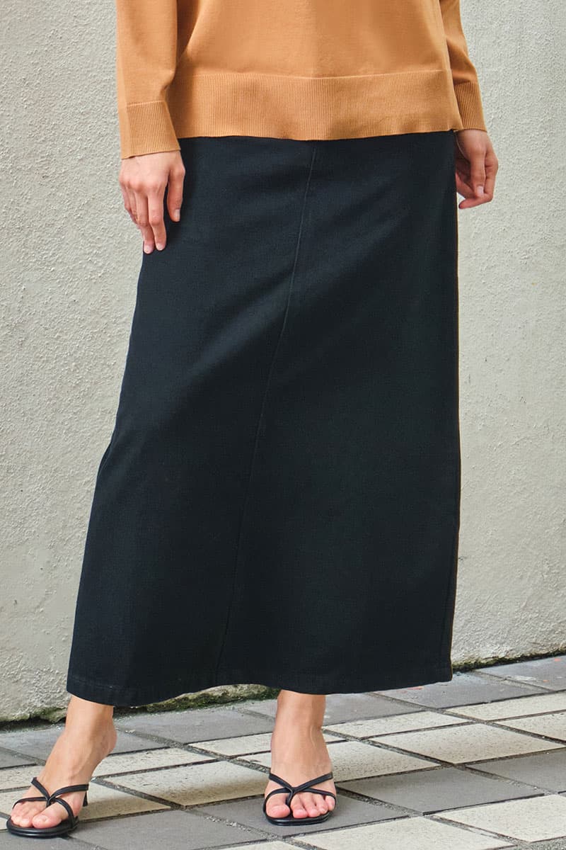 COTTON Castle A-Line Denim Skirt - Black - Image 1