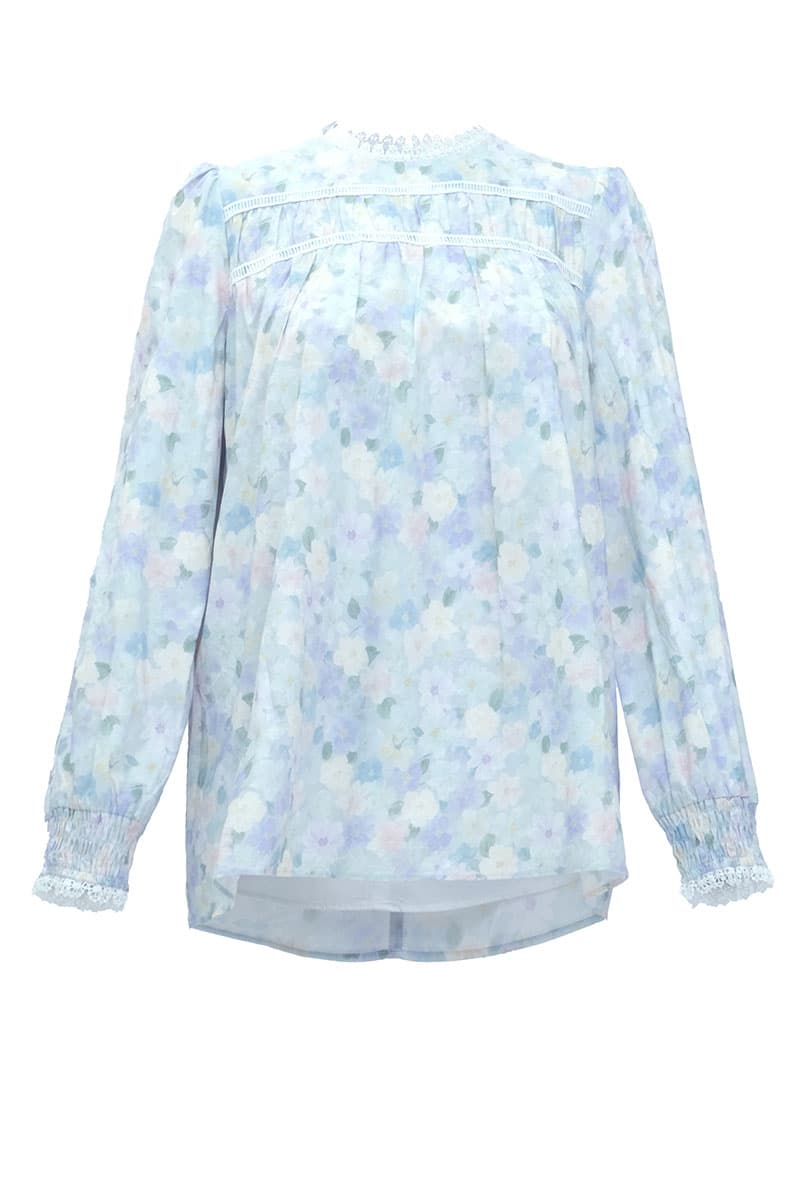 Daytona Flared Blouse - Aqua Floral - Image 2