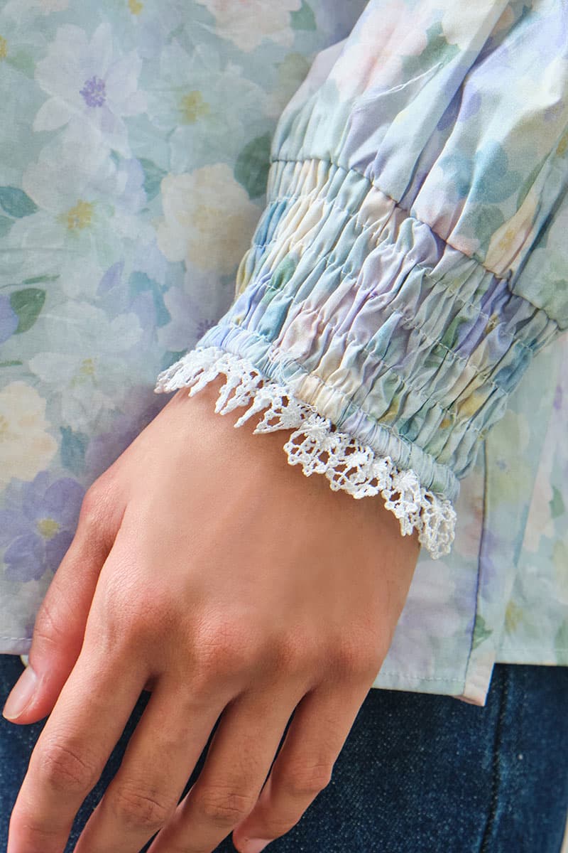 Daytona Flared Blouse - Aqua Floral - Image 6