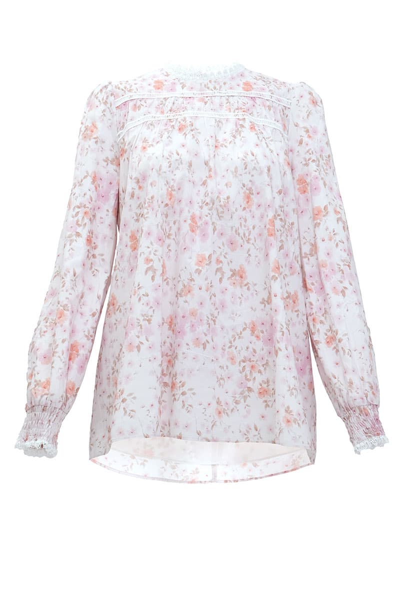 Daytona Flared Blouse - Pink Floral - Image 2