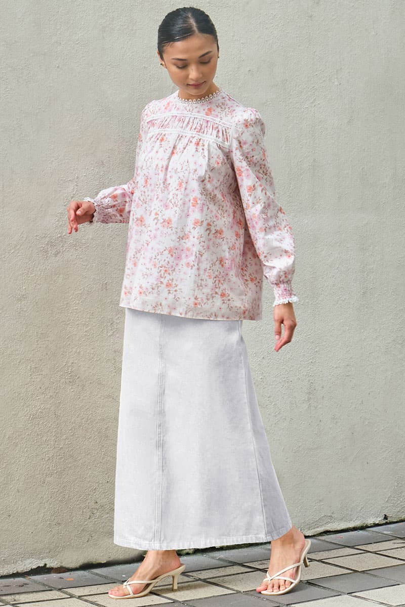 Daytona Flared Blouse - Pink Floral - Image 3