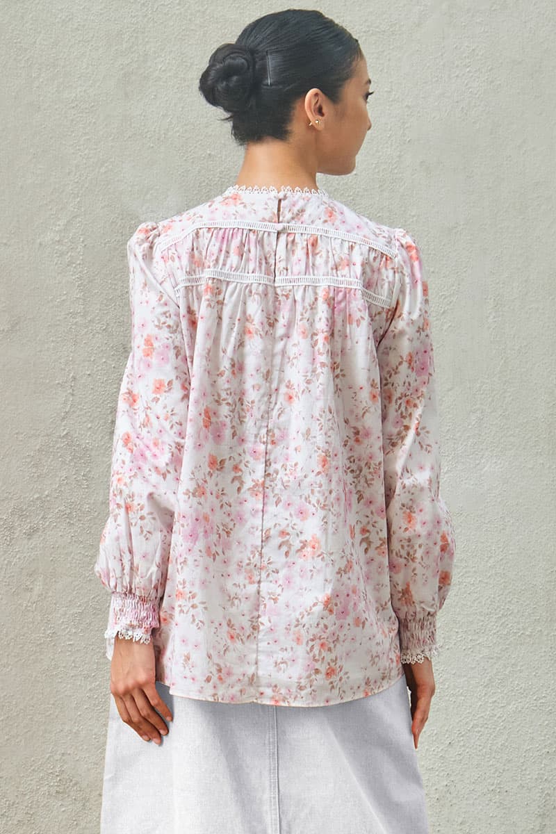 Daytona Flared Blouse - Pink Floral - Image 4