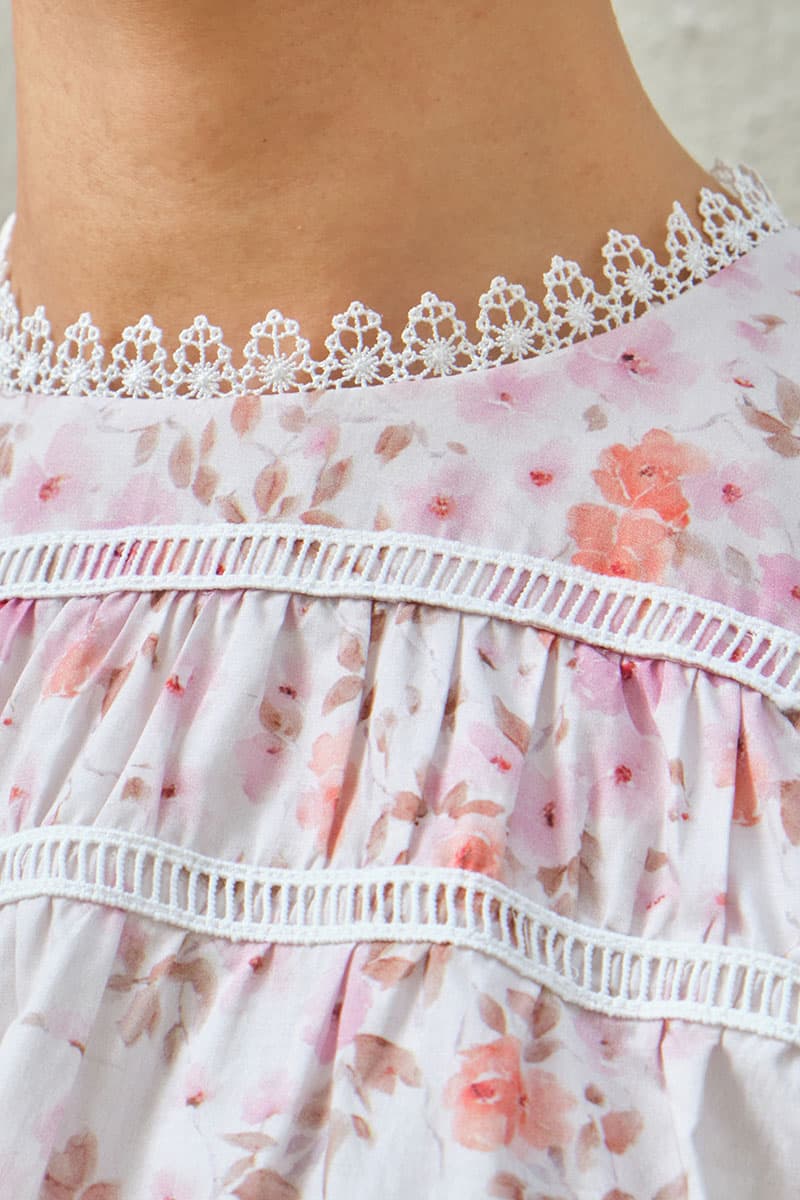 Daytona Flared Blouse - Pink Floral - Image 5