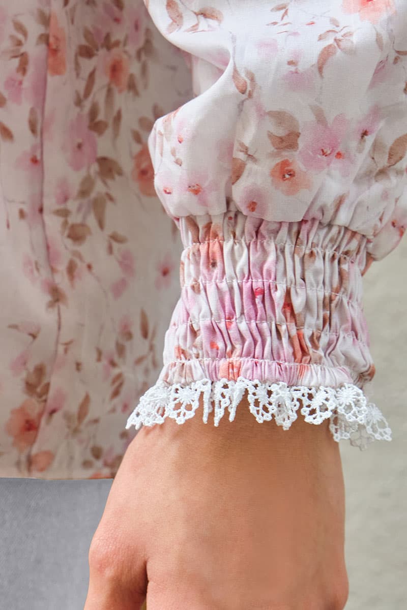 Daytona Flared Blouse - Pink Floral - Image 6