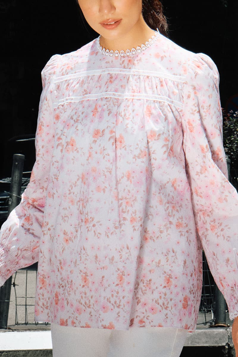 Daytona Flared Blouse - Pink Floral - Image 1