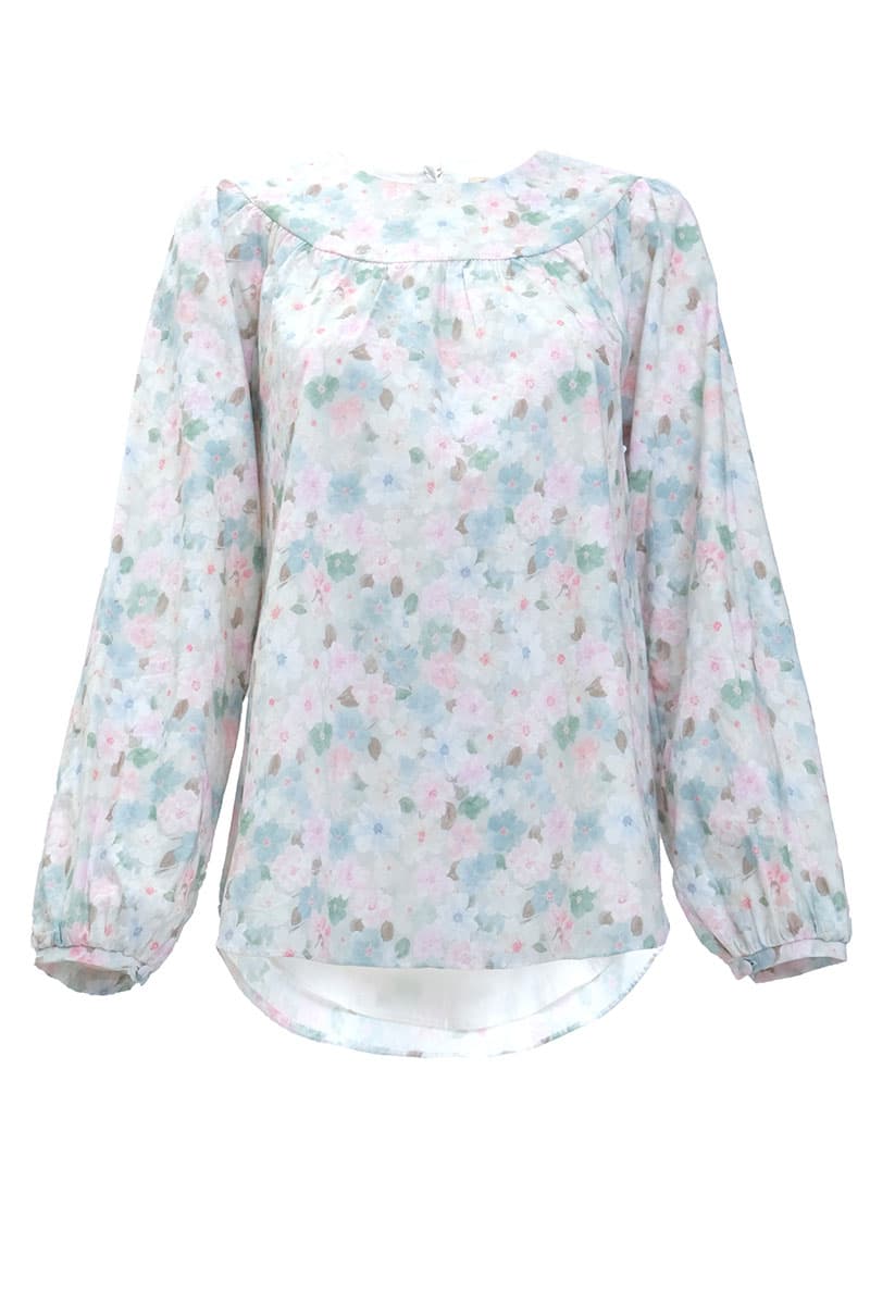 Valley Raglan Sleeve Blouse - Aloe/Pink Floral - Image 2