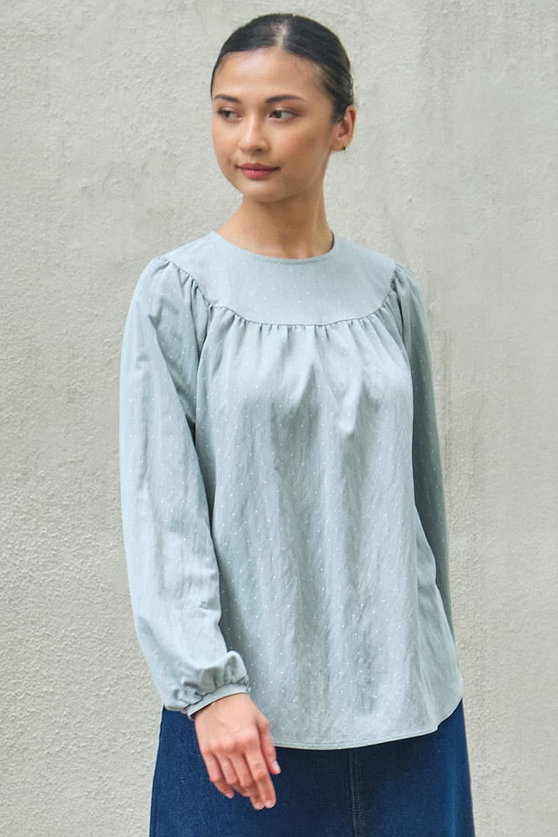 Valley Raglan Sleeve Blouse - Aquafoam Polka - Image 1