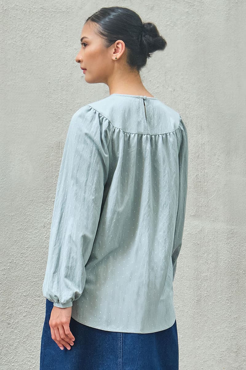 Valley Raglan Sleeve Blouse - Aquafoam Polka - Image 4