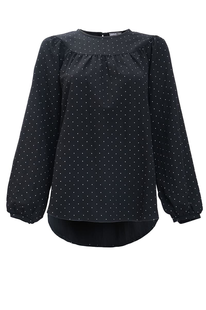 Valley Raglan Sleeve Blouse - Black Polka - Image 2