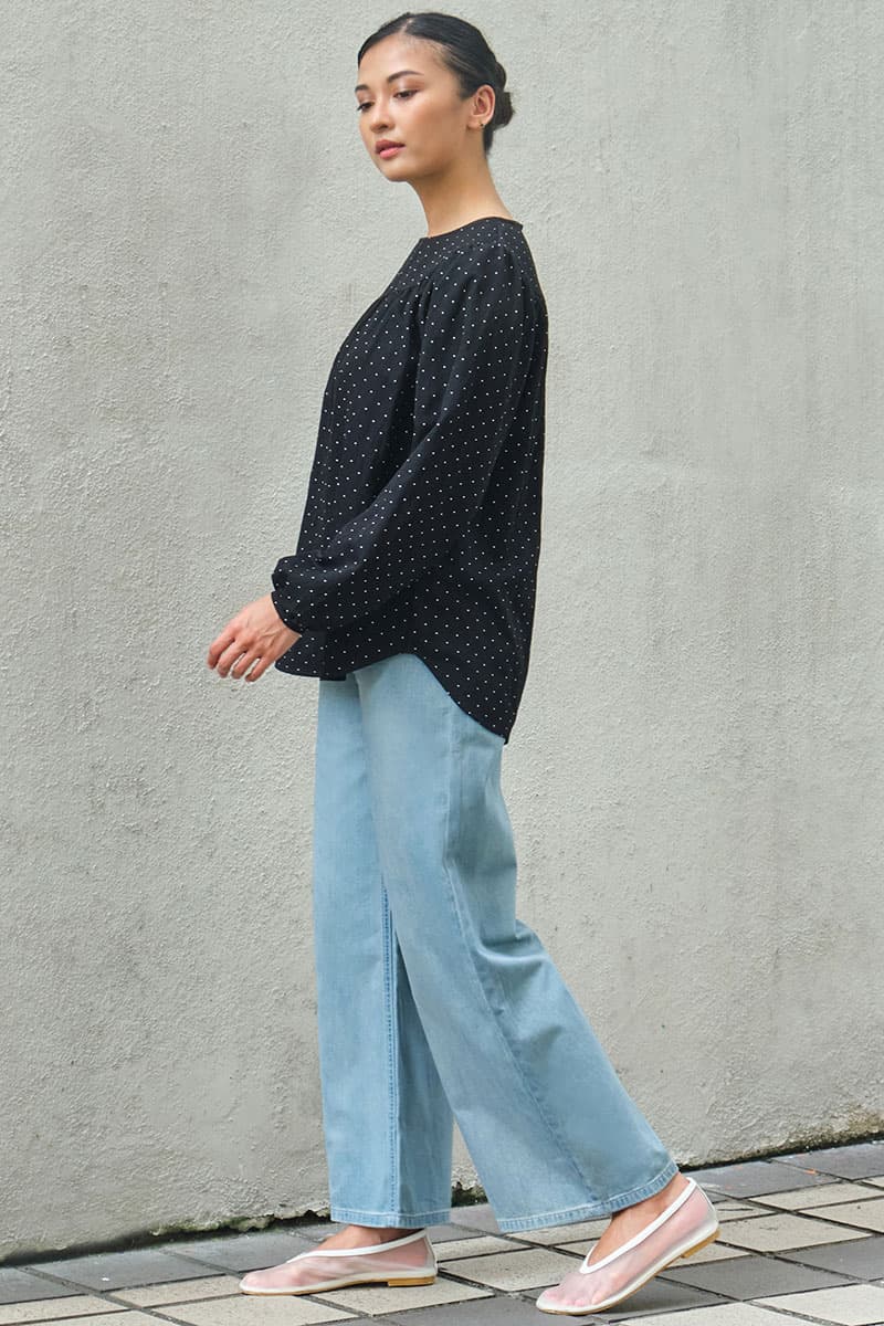 Valley Raglan Sleeve Blouse - Black Polka - Image 3