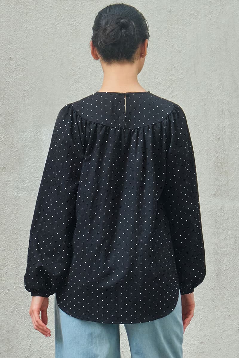 Valley Raglan Sleeve Blouse - Black Polka - Image 4