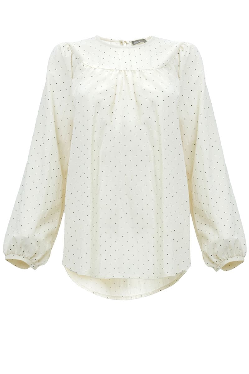 Valley Raglan Sleeve Blouse - Cream Polka - Image 2
