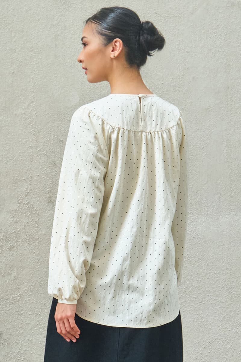 Valley Raglan Sleeve Blouse - Cream Polka - Image 4