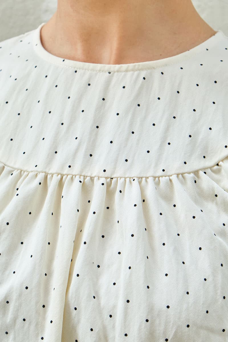 Valley Raglan Sleeve Blouse - Cream Polka - Image 5