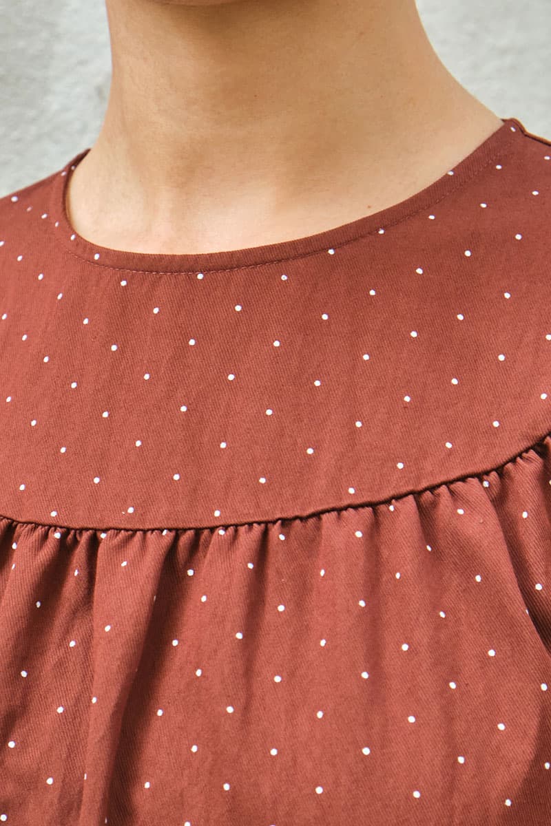 Valley Raglan Sleeve Blouse - Brown Polka - Image 5