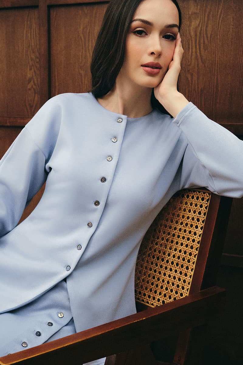 Elm Front Button Blouse - Blue Bell - Image 1