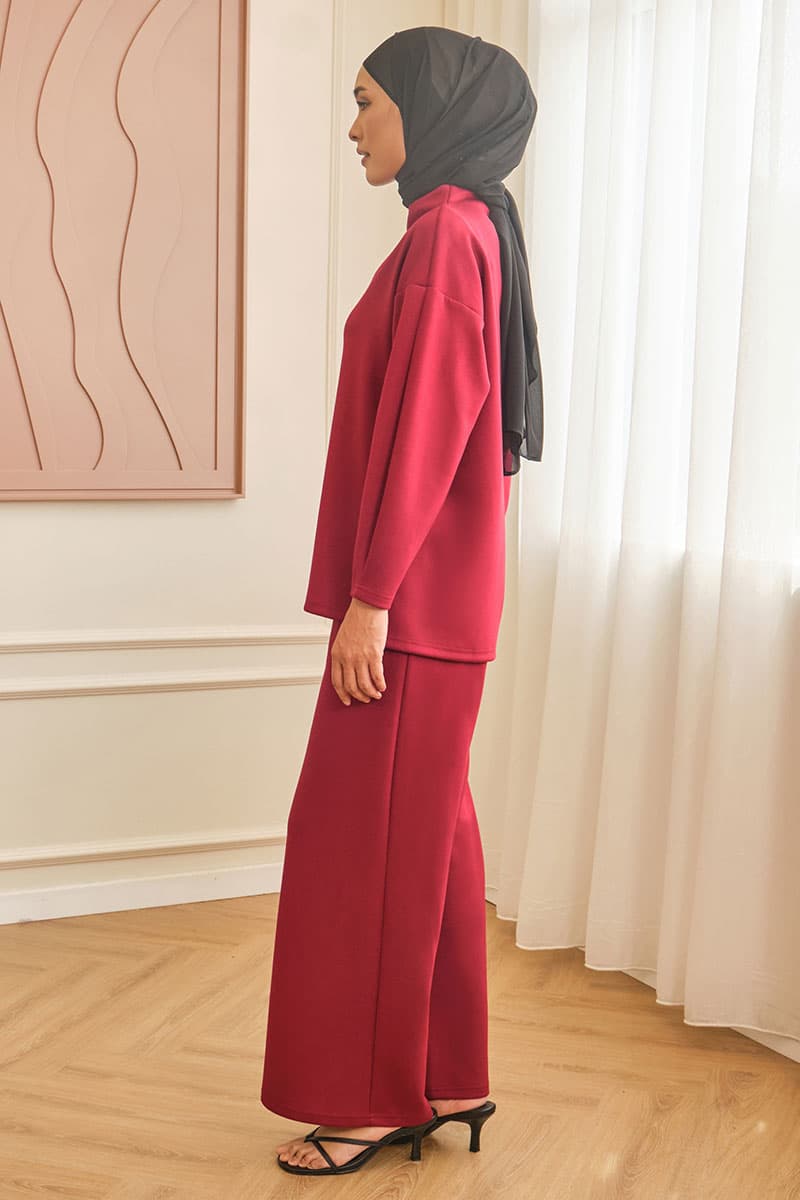 Denali High Neck Blouse 2.0 - Deep Red - Image 3