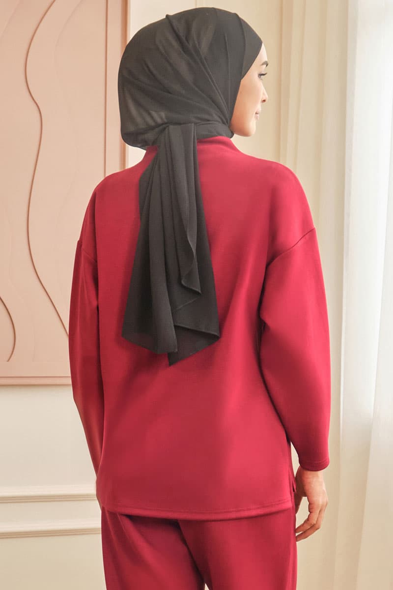 Denali High Neck Blouse 2.0 - Deep Red - Image 4