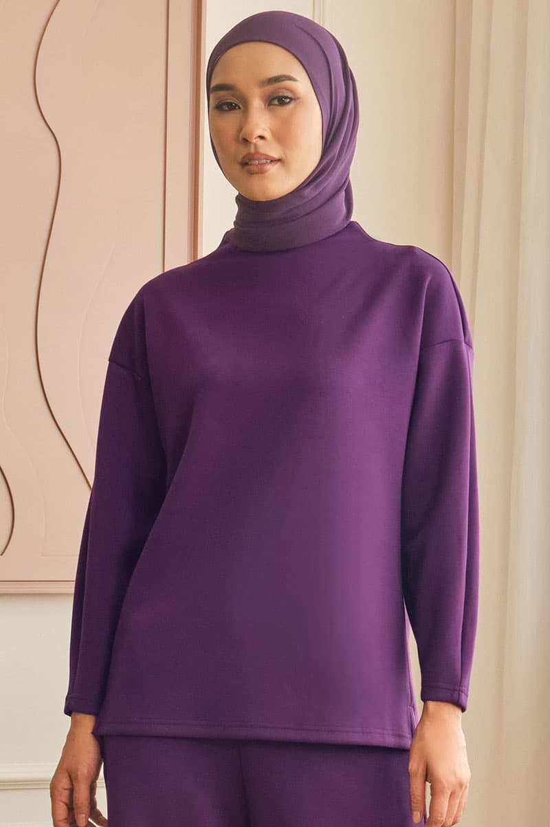 Denali High Neck Blouse 2.0 - Eggplant - Image 1