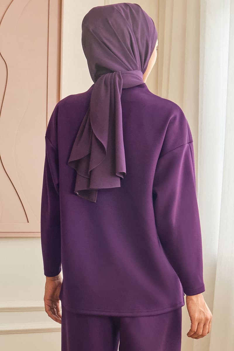 Denali High Neck Blouse 2.0 - Eggplant - Image 4