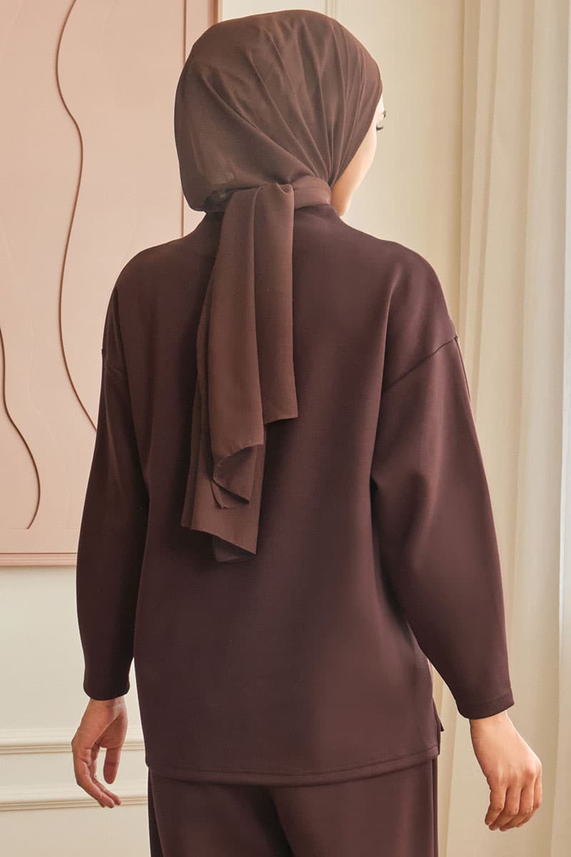 Denali High Neck Blouse 2.0 - Dark Chestnut - Image 4