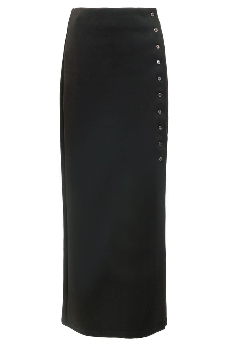 Leeder Button Slit Skirt - Black - Image 2