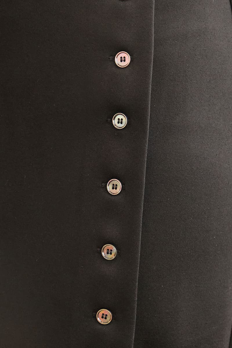 Leeder Button Slit Skirt - Black - Image 5