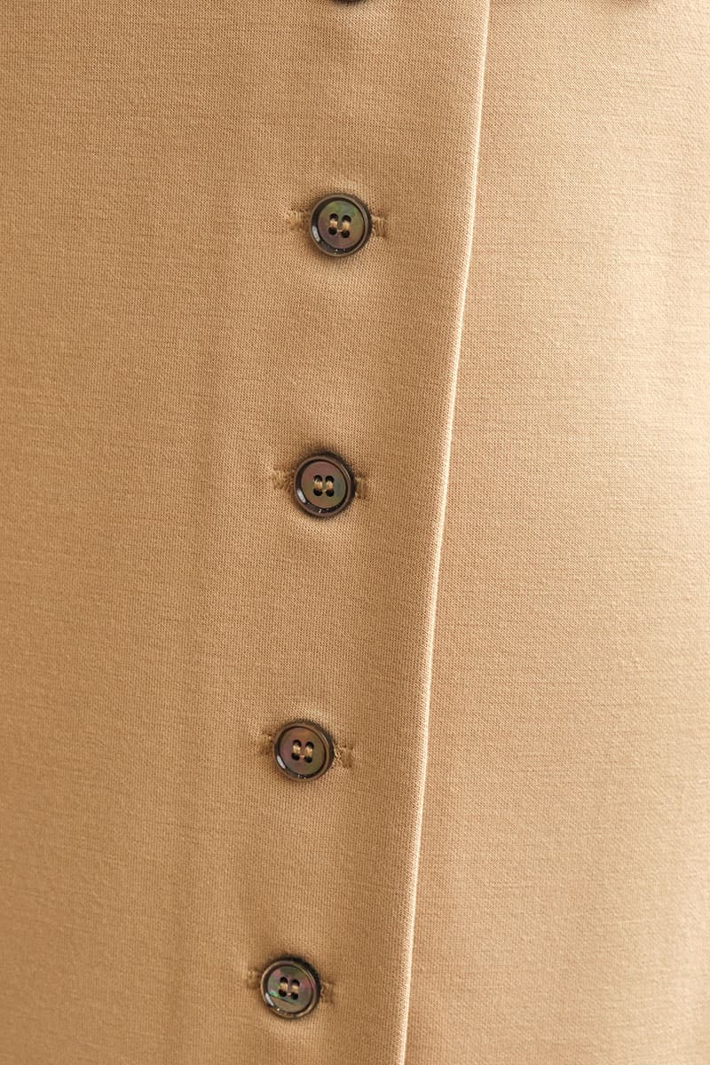 Leeder Button Slit Skirt - Camel - Image 5