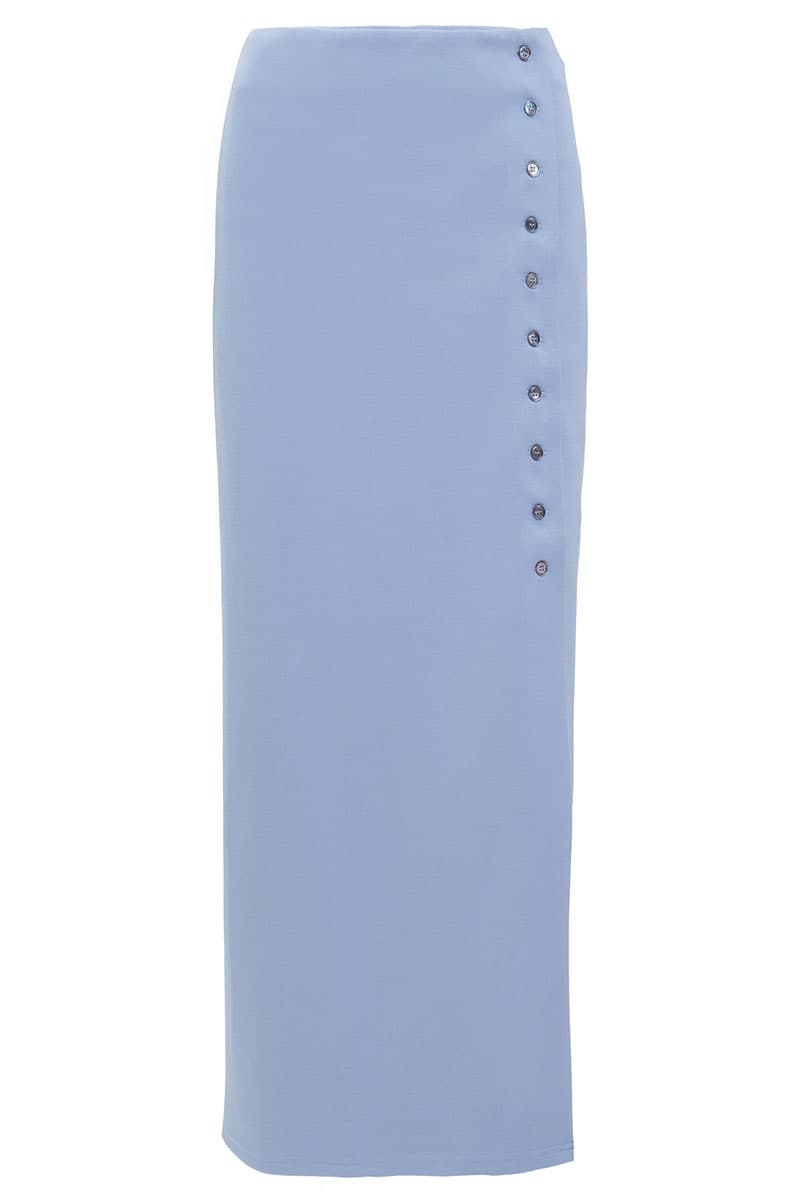 Leeder Button Slit Skirt - Blue Bell - Image 2