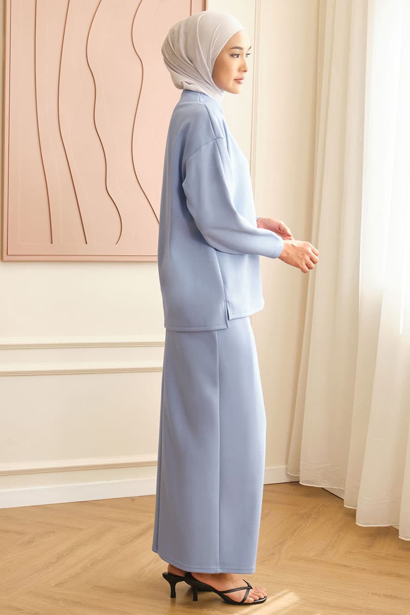 Leeder Button Slit Skirt - Blue Bell - Image 3