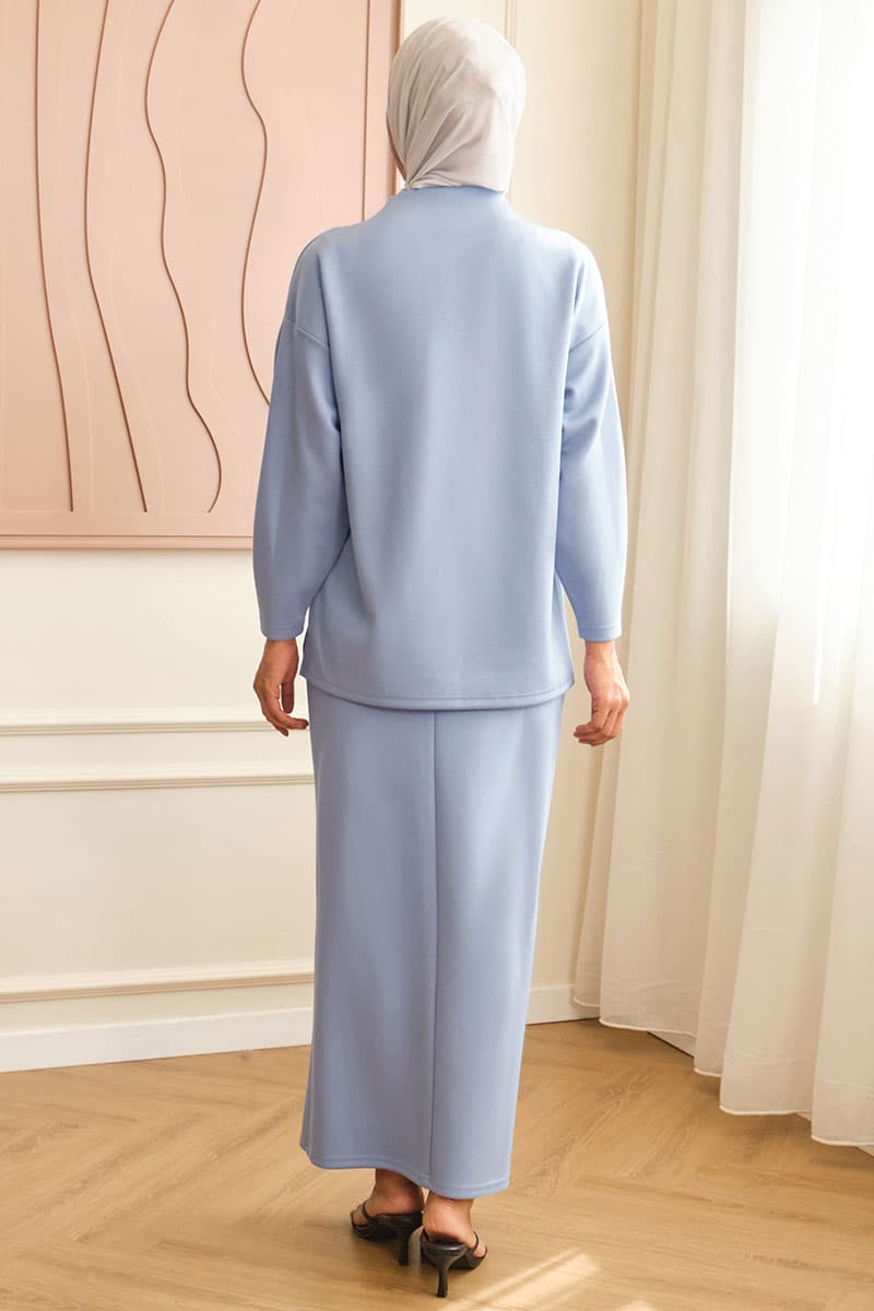 Leeder Button Slit Skirt - Blue Bell - Image 4