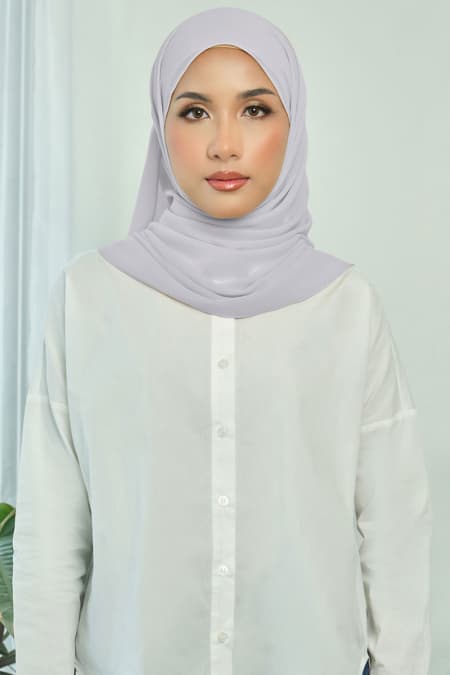 Aida Chiffon Tudung Headscarf - Light Grey