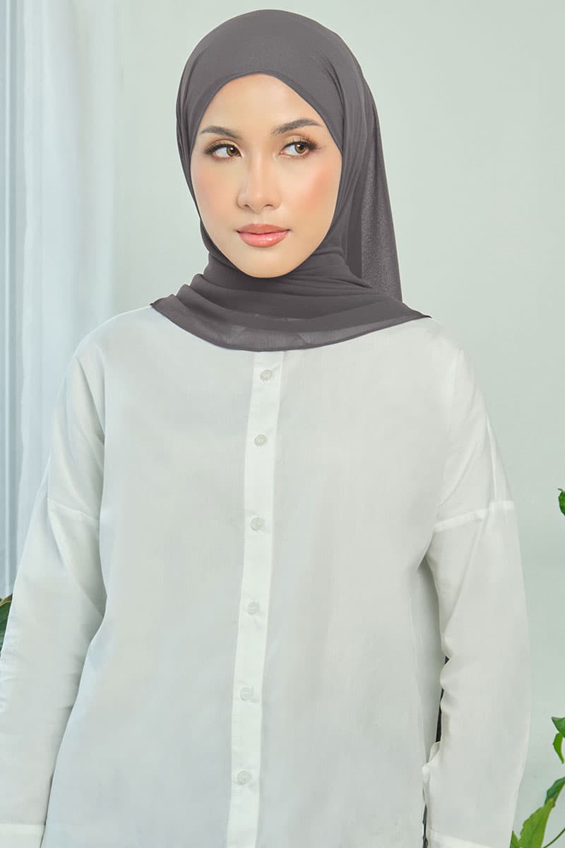 Aida Chiffon Tudung Headscarf - Grey - Image 1