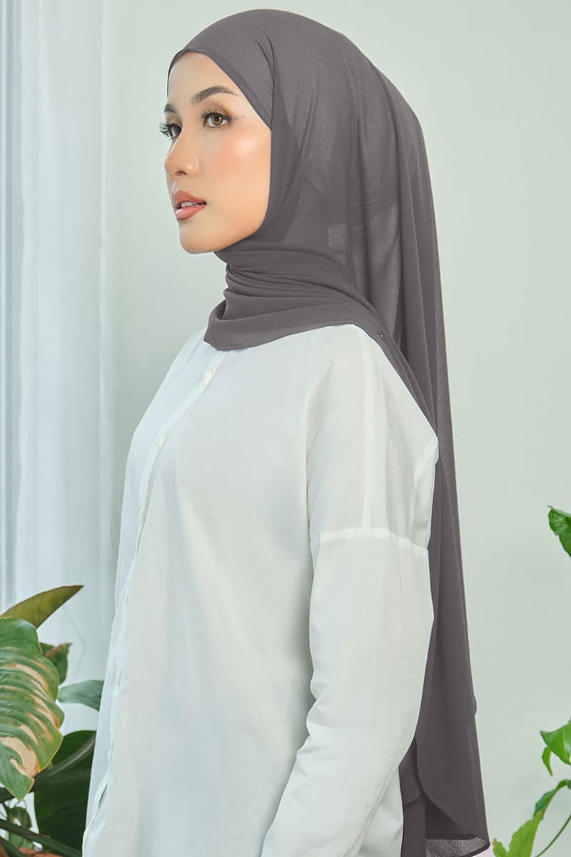 Aida Chiffon Tudung Headscarf - Grey - Image 2